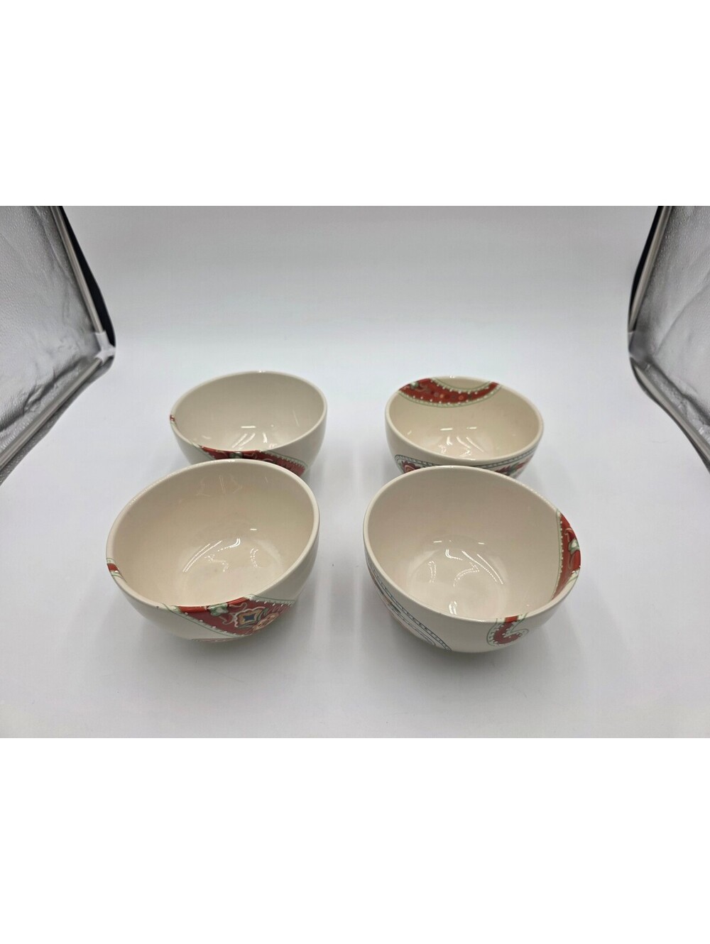 Tabletops Gallery Multi Paisley Hand Painted Ceramic Bowls Set of 4